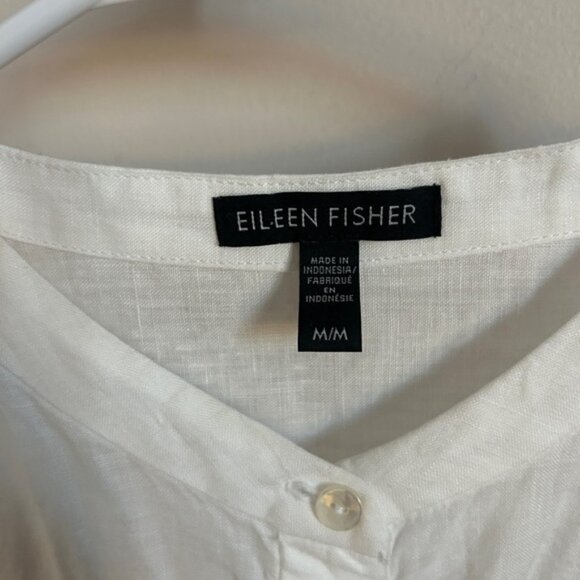 Eileen Fisher Casual White Linen Shirt - Picture 2 of 6